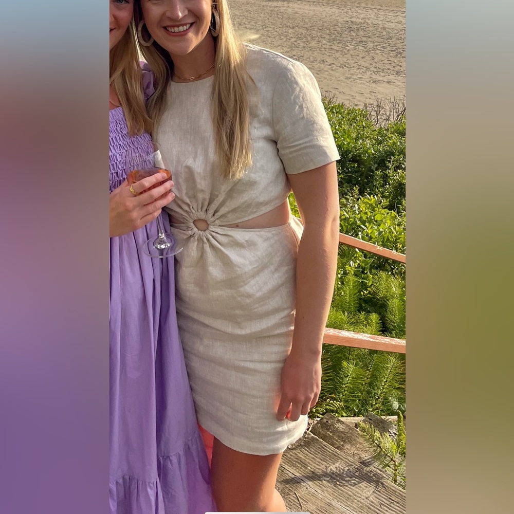 Staud Epona Cut-Out Linen Mini Dress, S